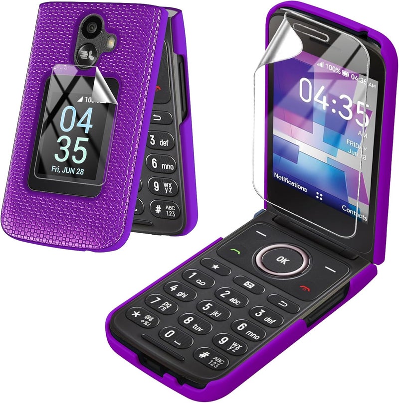 Mocotto for TCL Flip 3 Phone case with Screen Protector Slim Hard Shell Protector Cover for T435 (2024) (TCL Flip 3,Purple) - Image 1